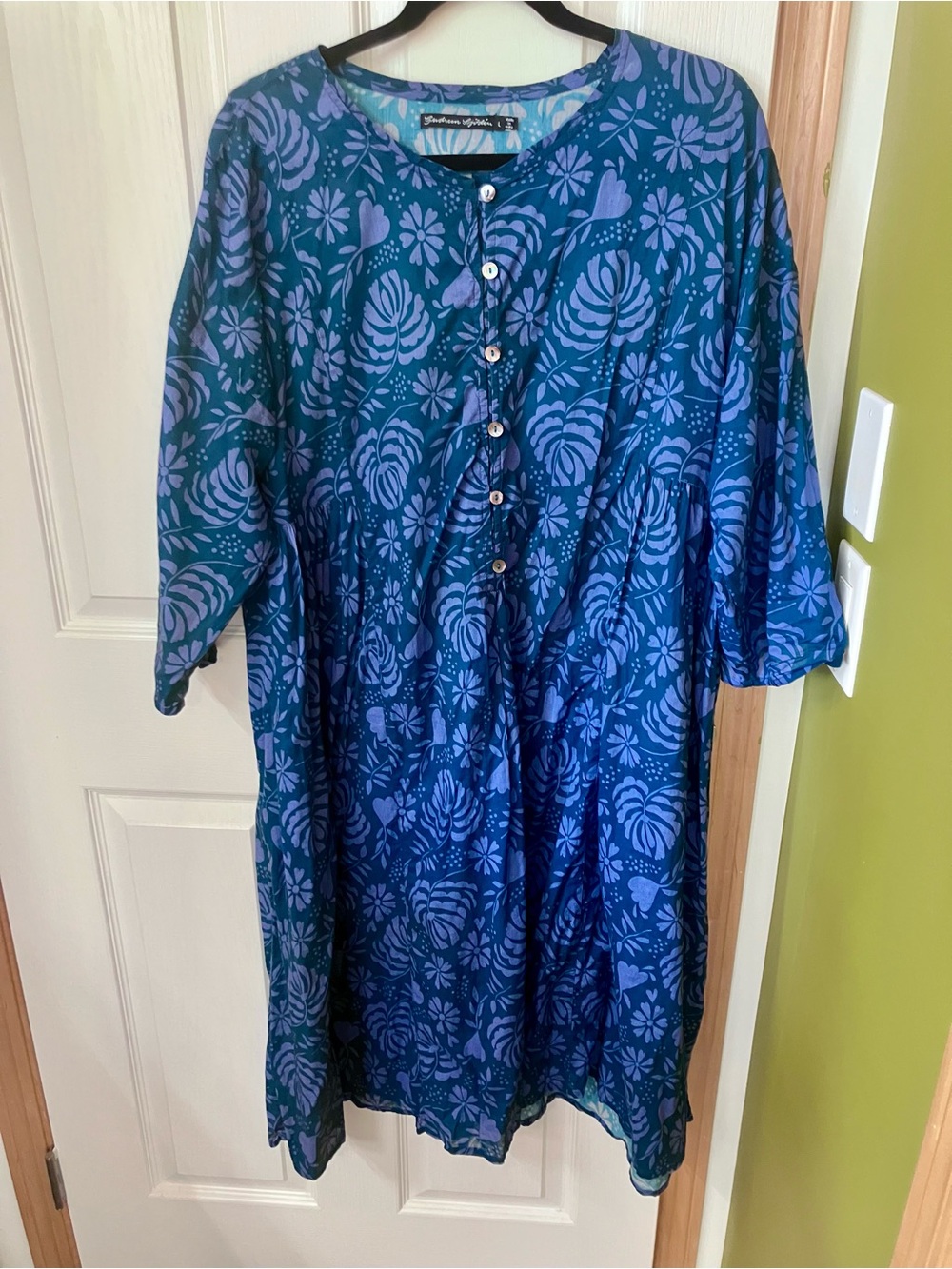 Blue Floral Button-Front Midi Dress from Gudrun Sjoden size L
